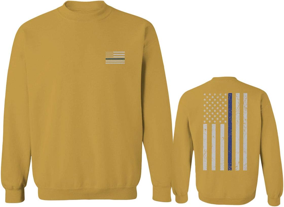 0084. American Flag Thin Blue Line Police Lives Matter Support Patriotic NY Sheriff Men's Crewneck Sweatshirt