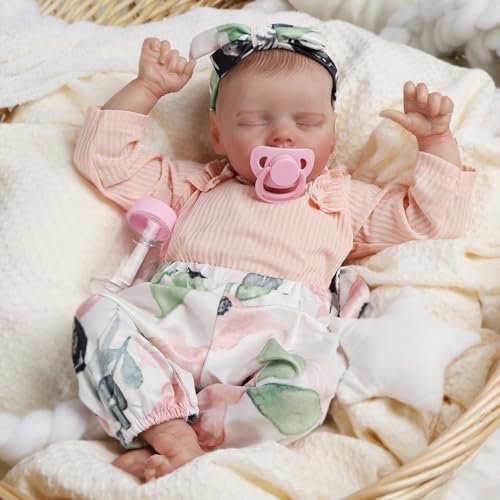 Reborn Baby Dolls,18 Inch Lifelike Realistic Newborn Doll with Soft Vinyl Body That Look Real,Christmas/Birthday Baby Doll Gift for Kids Age 3 + (Vinyl Body) TWIN B