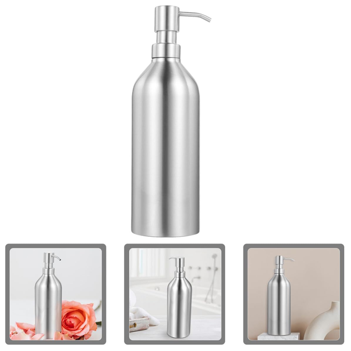 BESTOYARD Dispensador de Jabón Recargable de Acero Inoxidable 700ml Bomba Ergonómica Fácil de Presionar, Pack de 2 Botellas para Uso Doméstico o Hotel
