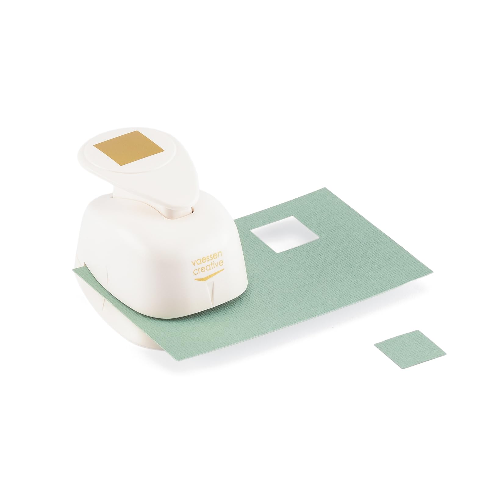 Vaessen Creative Stanzer Set - Motivstanzer - Kreis, Quadrat, Dreieck - 3 Stück - Tonpapier und Bastelmaterial bis zu 250 g/m² - zum Basteln Mit Papier und Scrapbooking, Weiß-gold