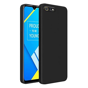LIRAMARK Silicone Soft Back Cover Case for Realme C2 (Black)