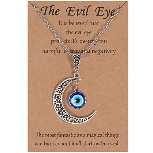 VIBILIA Evil Eye Necklace Sun Pendant Turkish Blue Eye Protection Lucky Necklaces Jewelry Gifts for Men Women (Sun) - Silver