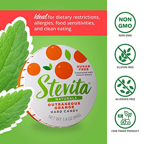 Stevita Steviasweet, Outrageous Orange - 1.4 Oz - Sugar-Free Hard Candy, Stevia Sweetened - Non-Gmo, Keto, Paleo, Gluten Free - 26 Servings #TOP4