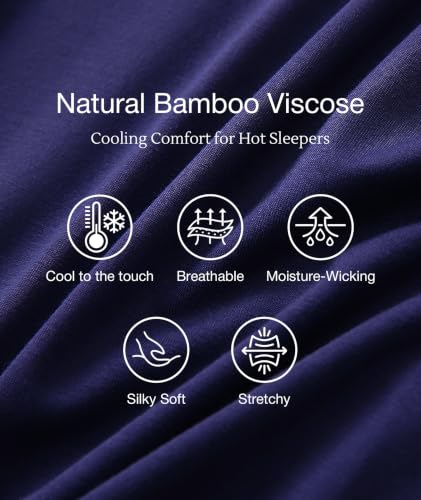 Image of GYS Bamboo Viscose Sleep Sets for Women Long Sleeve Crew Neck Pajama Sets with Pockets