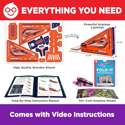 Image of Doctor Jupiter Paper Airplane Launcher Kit for Kids Ages 6+, Birthday Gifts | Gift Ideas for Boys & Girls Ages 6,7,8,9,10,11,12, Paper Airplane Book, STEM Launcher Toy
