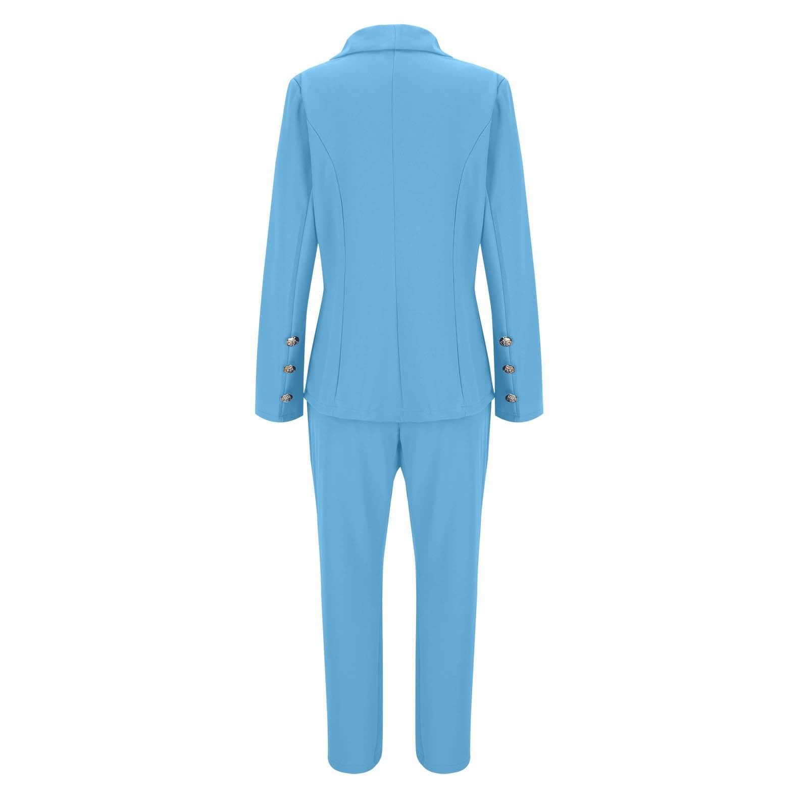 Generico Tailleur Donna Eleganti Due Pezzi Completo Con Revers E Bottoni Curvy Abbigliamento Casual Maniche Lunghe Pantaloni E Giacca Tailleur Blazer Slim Fit Per Ufficio Occasioni Formali E Business