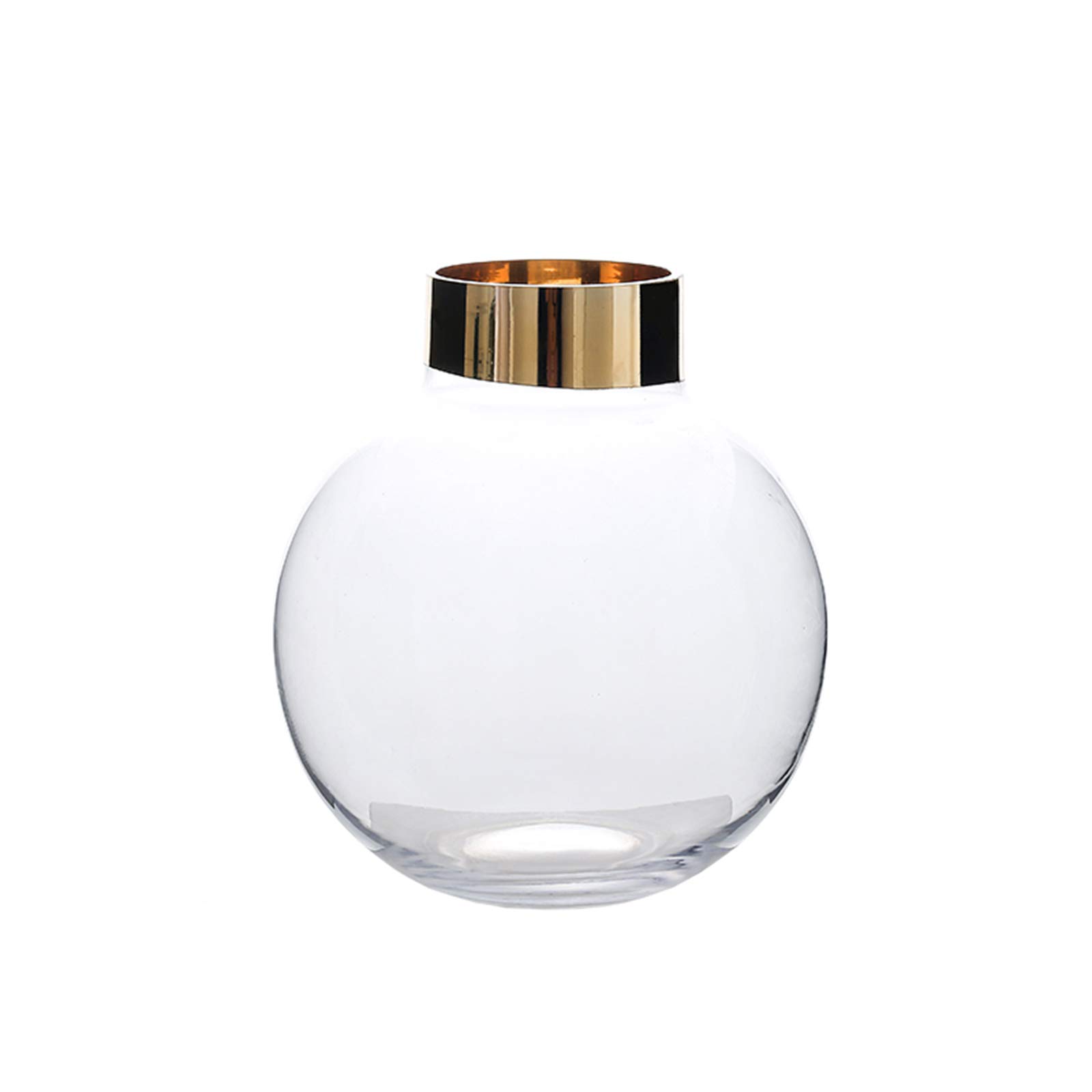 Vase avec goulot doré en verre transparent pour table de salon