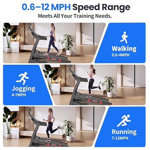 Image of 5HP Foldable Treadmill for Home w / 15% Auto Incline, 400lbs Capacity, 10MPH Portable Treadmill, 64+7 Programs, Personalized Workout with APP, Running Walking Treadmill