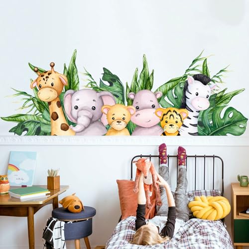 Vinilos decorativos animales jungla hojas verdes miniatura 6