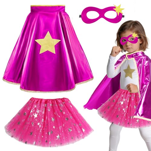 iROLEWIN Superhero-Capes for Kids Superhero-Costumes for Girls Toddler Princess Dress-Up Big-Sister-Gifts Christmas Party Toy