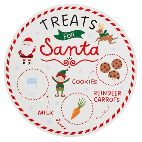 eBoutik - New for 2027 Santas Childrens Christmas Eve Plate - Festive 30cm Unbreakable Board with Milk and Cookies Sections for Santa and Rudolph - Magical Xmas Decor