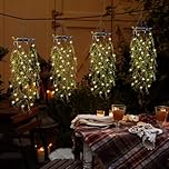 KagoLing Solar Lights Outdoor Garden, 4 Pack Hanging Fake Plants Willow Leaf 66 LED Fairy Lights, Solar Powered Waterproof Artificial Plants, Ornaments Outdoor for Wedding Patio Yard Porch Courtyard