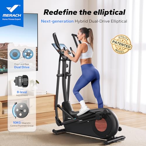 Merach Cross Trainer For Home With 47 Cm Stride Length, Ultra-Quiet Elliptical Trainer With Magnetic Resistance, 8 Resistance Levels, For Effective Endurance Training, Own App, 400Lbs Capacity - 2