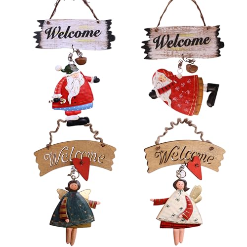 NITNOEI 4 Pieces Vintage Iron Hanging Angel Hanging Old Man Hanging Window Decorations