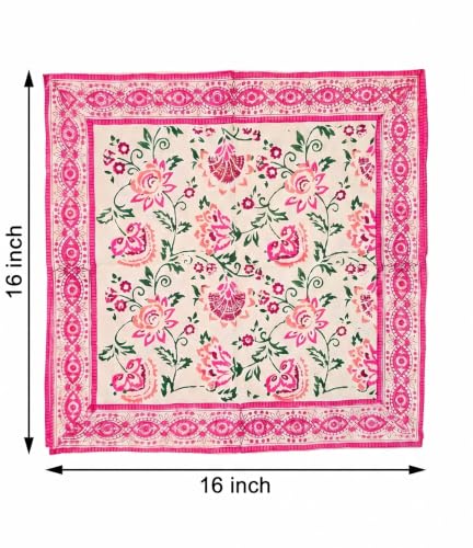 Image of BLOCKS OF INDIA Hand Block Print Cotton Table Napkin Set of 6 (Pink JAAL)