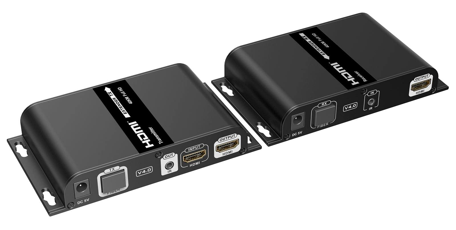 PremiumCord Estensore Ottico HDMI Fino a 40 km, risoluzione Full HD 1080p, 150 Mbit/s, HDMI 1.3, alloggiamento in Metallo, Colore Nero