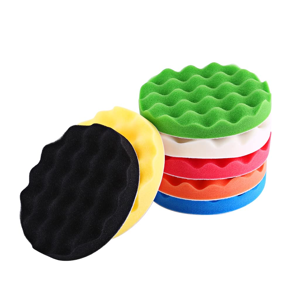 Tampone per lucidatura, 7 tamponi per lucidatura a colori 7 pollici Dia Maintenance Professional per auto Manutenzione e riparazione auto