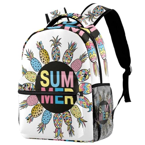 Sac à dos d'école ananas multicolore 40cm pour voyage et loisirs ado