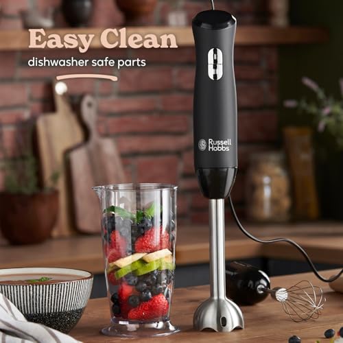 Russell Hobbs Desire 3 in 1 Electric Hand Blender, Fruit & Veg Mini Chopper & Whisk attachment, Stainless steel blending leg, whisk & blades, 500ml capacity chopping bowl & 700ml beaker, 500W, 24702 - Image 3