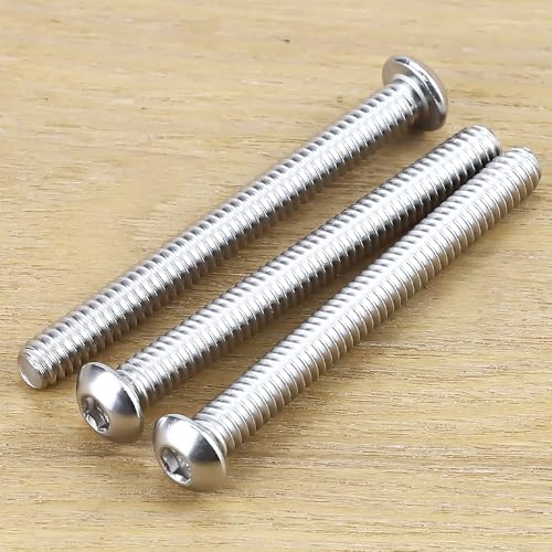 Image of 1 /4-20 x 2-1 /2 inch Button Head Socket Cap Bolts Screws, 304 Stainless Steel 18-8, Allen Hex Drive, Bright Finish, Fully Machine Thread, Pack of 10
