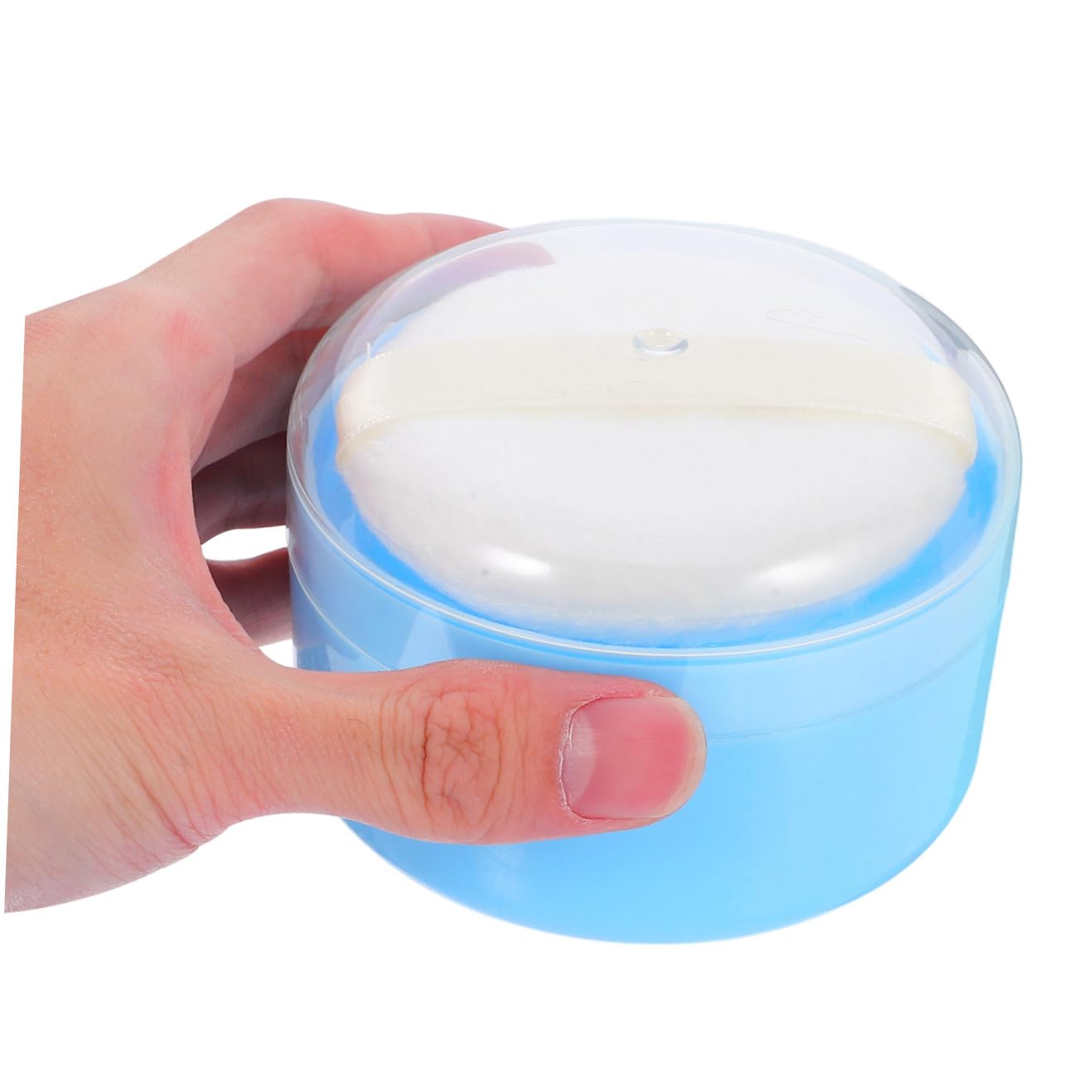 Tragbare Babypuderdose mit Bequemer Puderquaste aus Kunststoff und Textilbaumwolle Praktische Aufbewahrungsbox für Babypuder zur Täglichen Anwendung zu Hause
