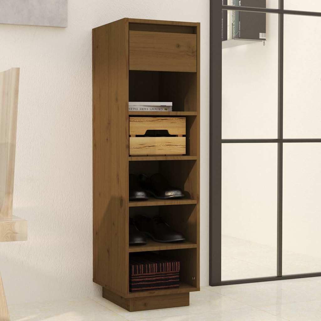 Szafka Na Buty Miodowy Brąz Lite Drewno Sosnowe 30x34x105 cm