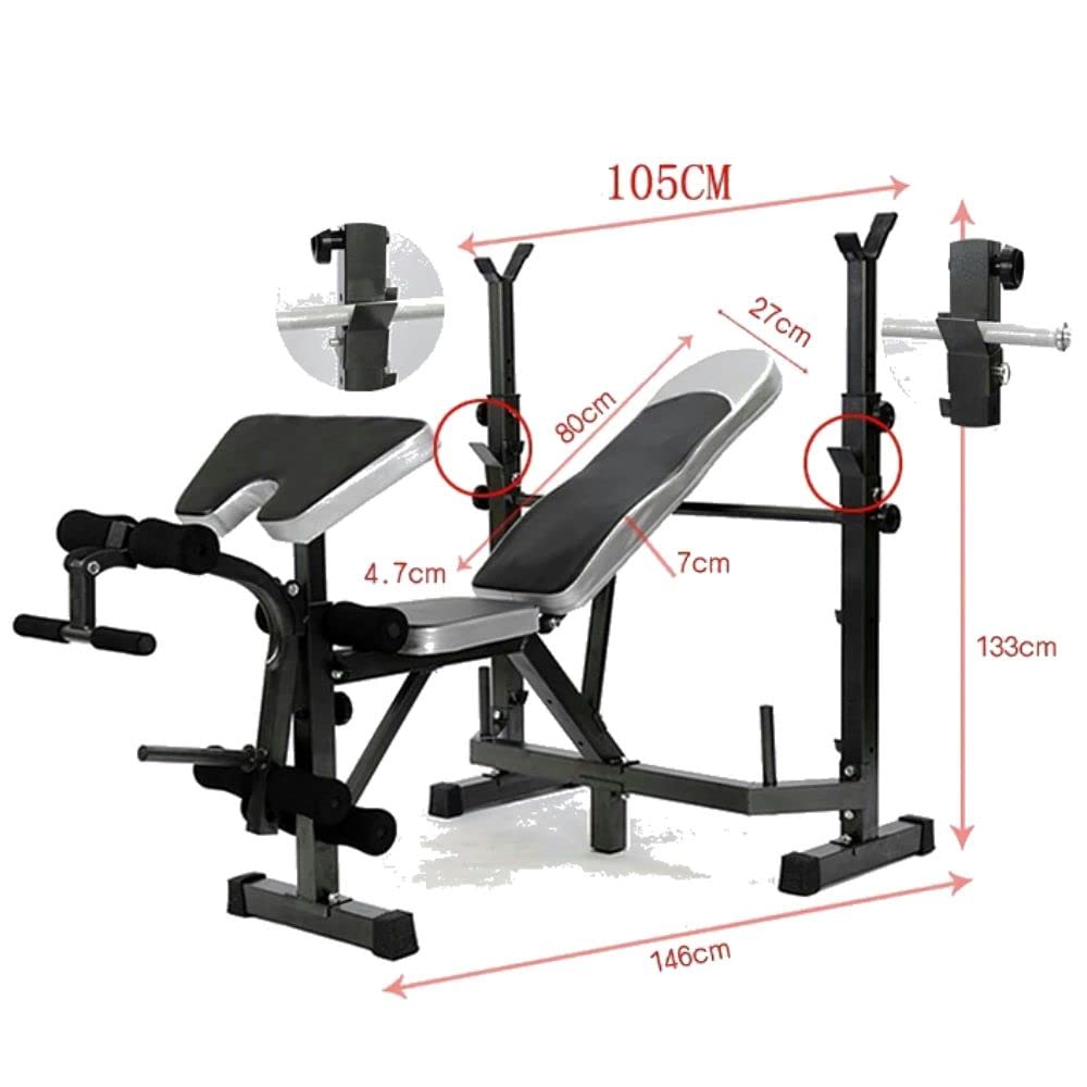 Press Banca Multiestación Reclinable - Entrenamiento de Alta Resistencia - Ejercicio Completo - Banca y Press de Barra -