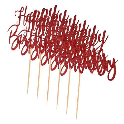 CAXUSD 6 Piezas Artículo De Inserción De Pastel De Cumpleaños Primeros De La Torta De Cumpleaños Decoraciones De Pastel De Cumpleaños Selecciones De Decoración De Pasteles Papel Rojo