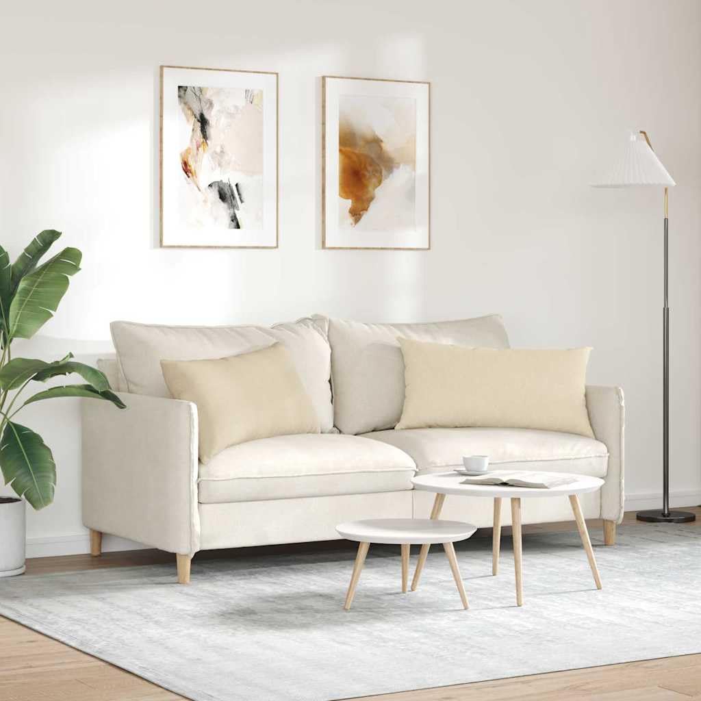 Set 2 Cuscini da Divano Tessuto Crema 80 x 40 cm Sfoderabili | Morbidi supporti lombari per il soggiorno o la camera da letto, ideali per rinnovare l arredamento interno.
