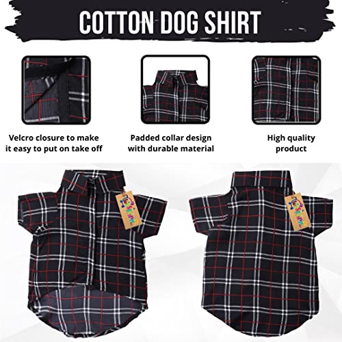 Image of Western Era Cotton Printed Breathable Basic Vest Dog Shirt, Super Soft Shirt, Cute Lightweight Thin Shirt for Your Furries, Ultra Comfort Dog Apparel (Black Check Print) (Medium - 16inch)