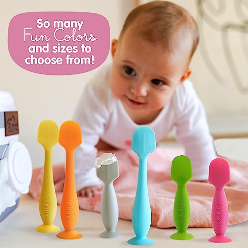 Image of Bumco Baby Bum Brush + Mini Baby Diaper Cream Spatula with Case - BPA-Free Silicone Diaper Spatula with Suction Cup, Wipe-Clean, Mom-Invented Butt Paste Applicator (Blue & Gray)
