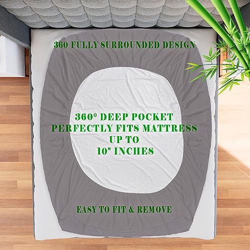 Image of AVI 100% Waterproof Premium Cotton Terry Bed Mattress Protector King Size 78x72 inch | Breathable Washable Elastic Fitted Mattresses Cover for King Size Bed (6.5x6 feet, Grey - Fit On 2-10 Inch)