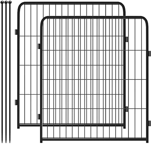 Fxw Decorative Garden Metal Fence Temporary Animal Barrier For Yard, 2 Panels, 4.45' (L)×32"(H), Black #TOP5