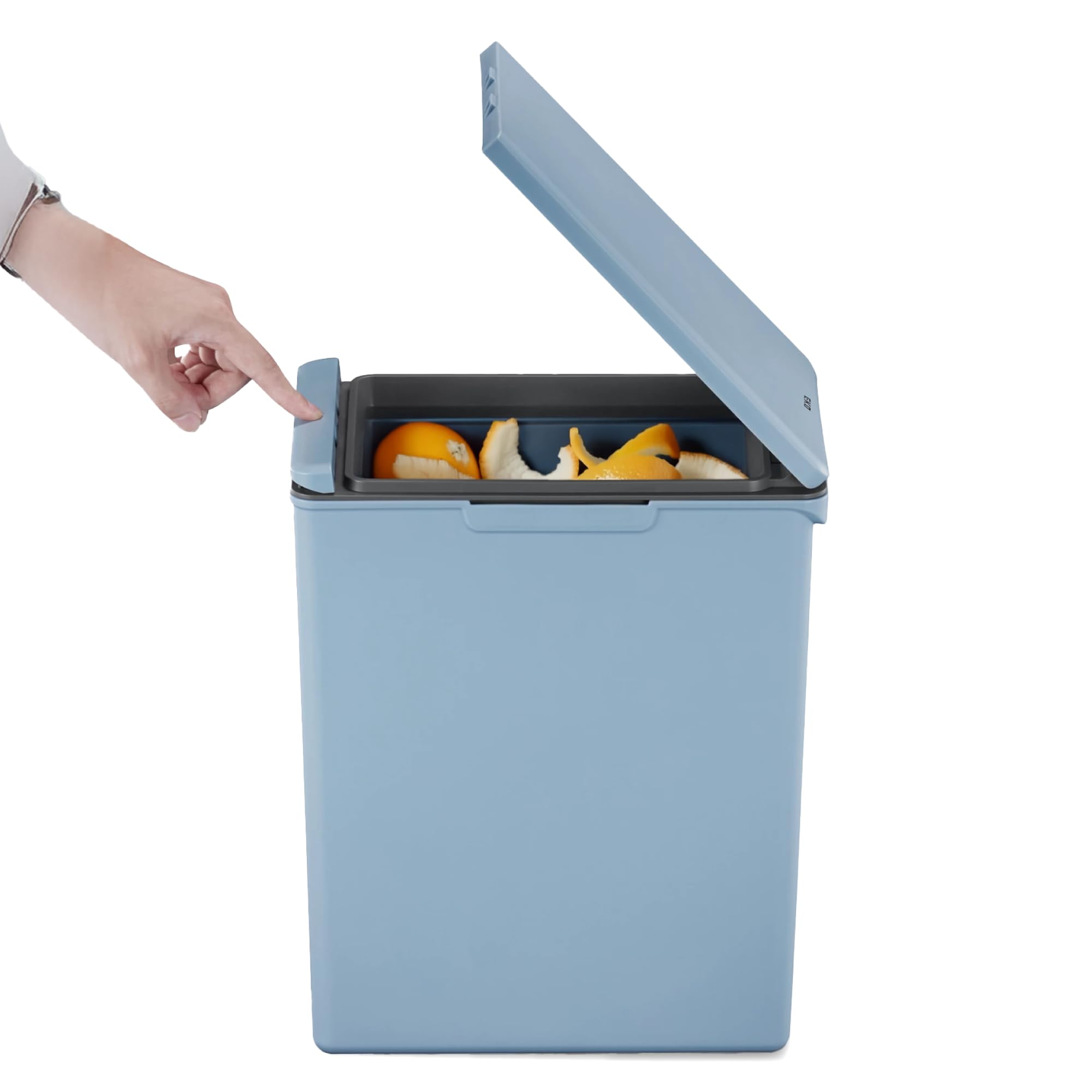 EKOMorandi Kitchen Waste Bin, Plastic Touch Recycling Bin, Perfect for Kitchen & Home, Titanium Blue, 20 Litre