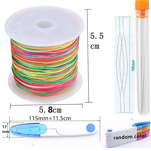 String For Bracelets 0.8Mm Rattail Satin Silk Trim Cord Beading String Chinese Knotting Kumihimo, Beading, Macramé Jewelry Making Hair Thread Yarn Braiding Wire Ribbon Dreadlock Twist Rainbow #TOP2