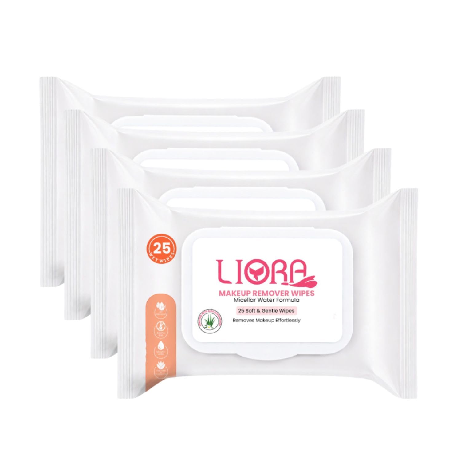 Liora Makeup Remover Wipes 4x25 Wipes | Pack Of 4 | Gentle Cleansing Facial Wipes Makeup Remover (100 Wipes)-image-30