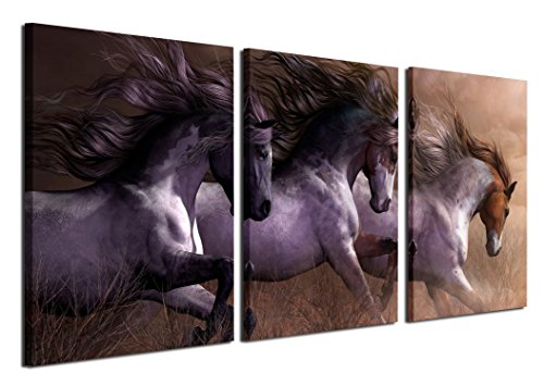 Product Deal Gardenia Art - White Horses Wall Art Paintings,16x24 inch/Piece, Framed, 3 Panels