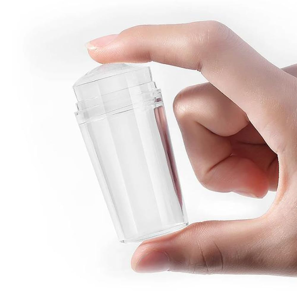 2 8cm Head Clear Jelly Silicone Nail Art Stamper Scraper with Cap Transparent Polish Transfer Templates Tools Manicure — view 6