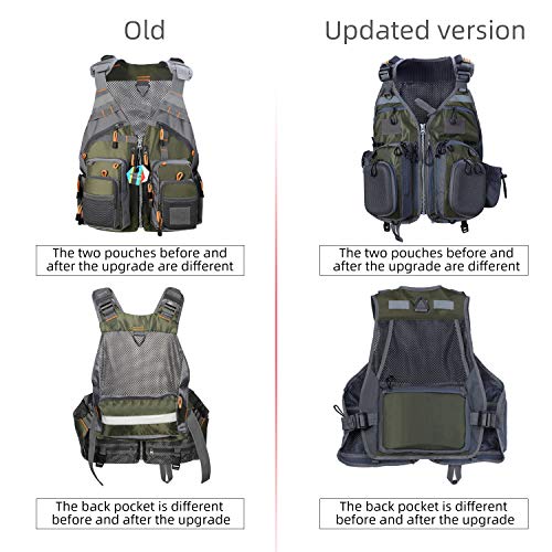 PELLOR Angel Westen, Atmungsaktive Weste mit Mehreren Taschen Angeljacke Jagdfischen Outdoor Camping Fotografie (einstellbare Größe) (Armee-grün)