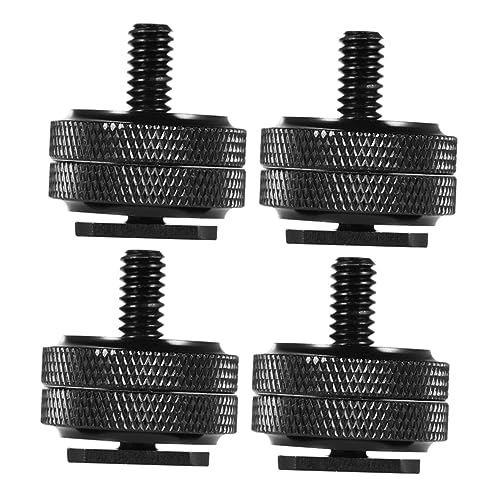 Yardenfun 4 Pcs Camera Conversion Screw Tripod Adapter Hot Shoe Adapter DSLR Camera Rig Supply Adapter for Rig Adapter for Light Stand Camera Mount Tripod Screw Black Aluminum Alloy