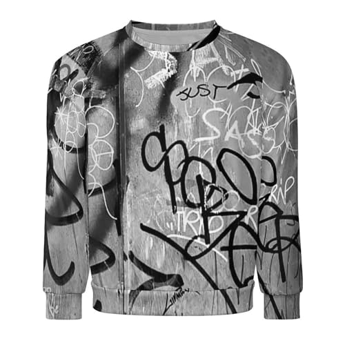 Men's Hip Hop Sweatshirt Graffiti Print Pullover Street Tops4