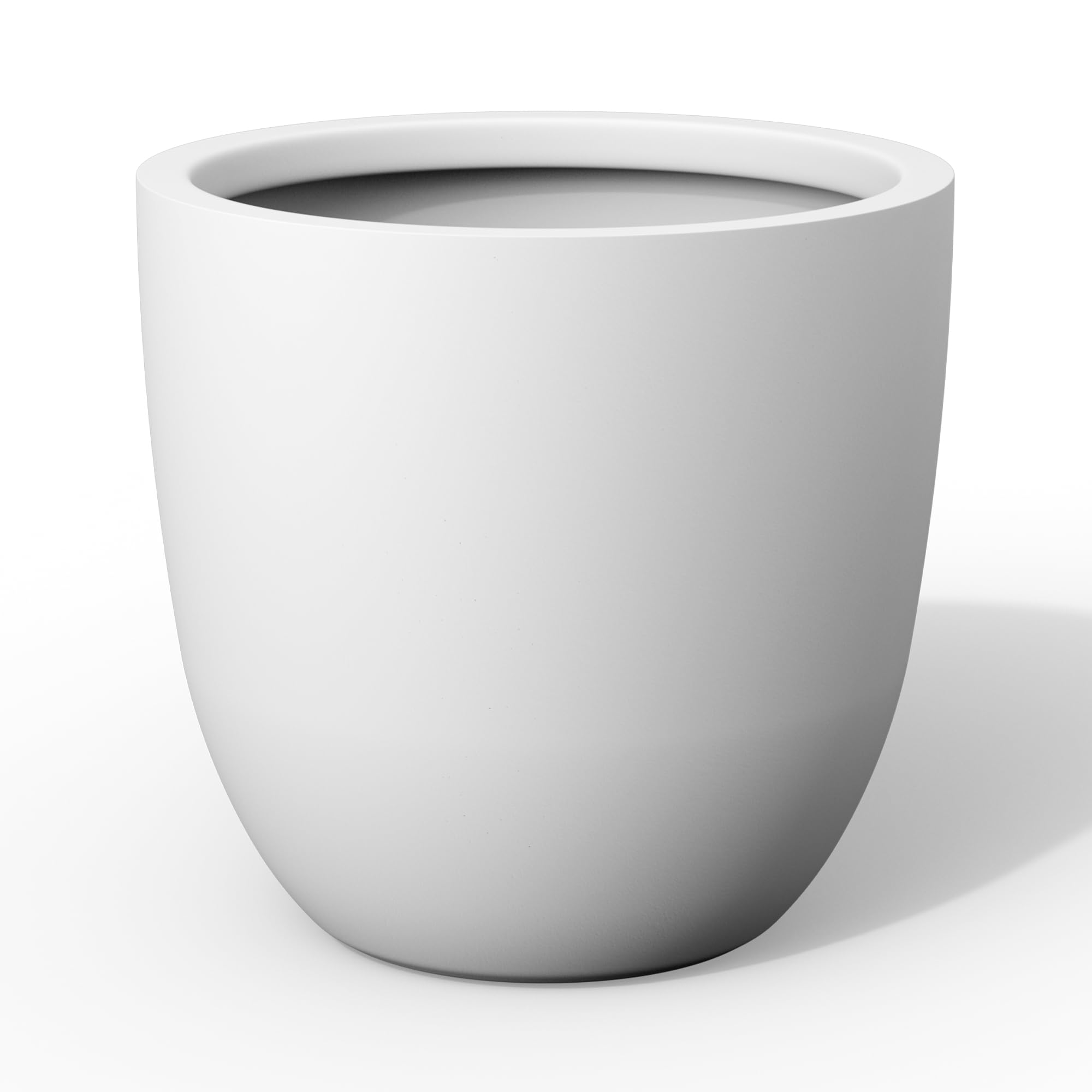 Kante 18" Dia Round Concrete Planter, Large Bowl Pot, White
