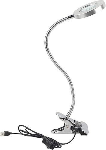 Miniatura 2 de Lámpara de escritorio con abrazadera, lupa de 2.5X con luz y abrazadera, lámpara de escritorio LED de cuello de cisne flexible de 360, lámpara de