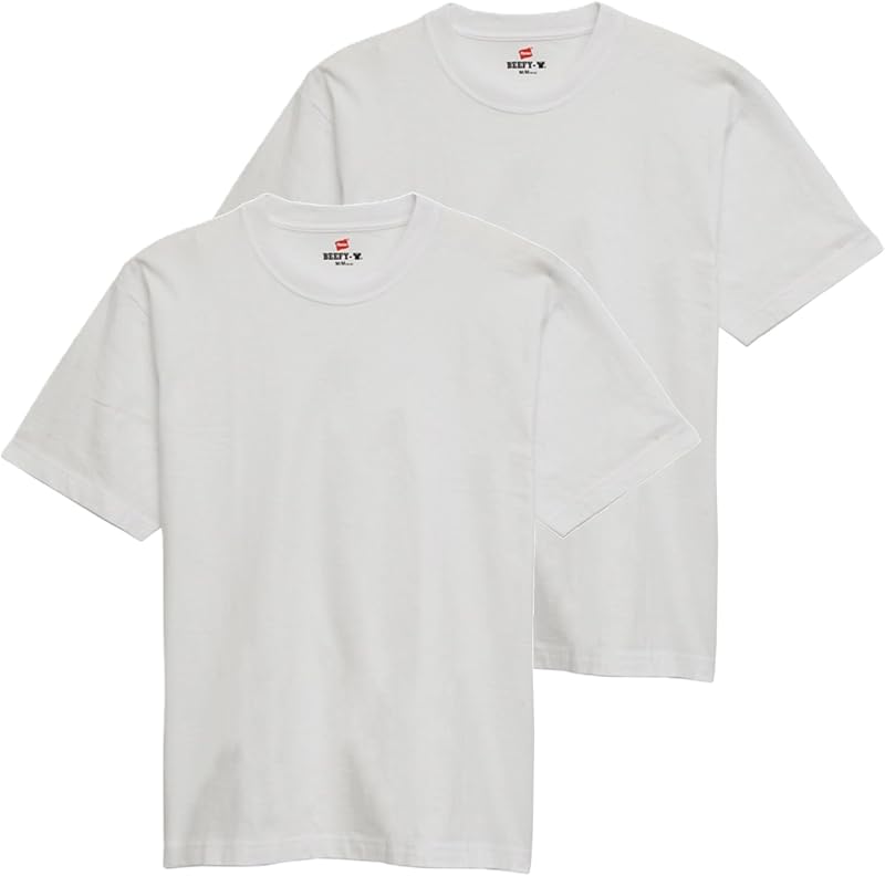 Hanes Beefy T-Shirt, Short Sleeve, Round Neck, Set of 2, 100% Cotton, Round Body, Tagless, 2P Beefy T-Shirt, BEEFY-T, Set of 2, 100% Cotton, Thick Fabric, Round Body, Tagless, Heavyweight T H5180-2