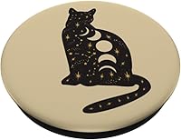 Vista 2 de PopSockets PopSockets intercambiables PopGrip con diseño de gato místico negro