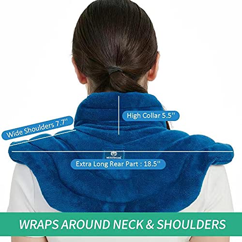 Image of Microwavable Heat Pad for Neck and Shoulders, Warm Compress Wrap, Blue | Weighted Moist Heat for Back, Relief Sore Muscle Stress Tension, Gift for Women