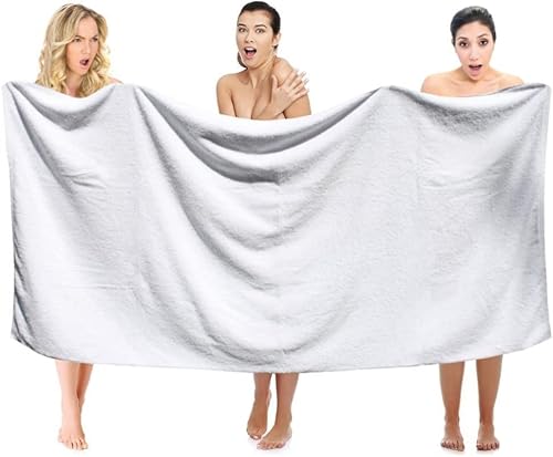 Extra Large Premium Bath Towels Set – 100% Cotton Towels For Hotel And Spa, Maximum Softness And Absorbency (4 Pack, White) Turkish Cotton Bath Sheet, (Oversized Large 40 By 87 Inches) #TOP1
