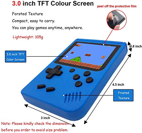 Mini Retro Handheld FC Games Consoles ,Built-in 400 Classic Game, Portable Gameboy 3 Inch LCD Screen 1000mAh Rechargeable Battery TV Output ,Good Gifts for Kids Boys Girls Men Women (Consoles-Blue)