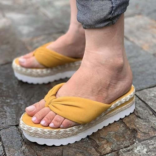 Flip Flops for Women Slip On Wedge Platform Sandals Casual Summer Open Toe Slip on Sandals Vacation Beach Shoes4