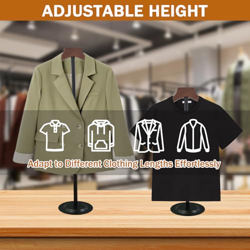 2Pcs 21-36Inch Adjustable T Shirt Display Stand for Vendors,Portable Letterman Jacket Display Stand , Clothing Display Stand,Hanger Shoulder Racks Display for Shirts,Jackets,Coat Retail(Black)